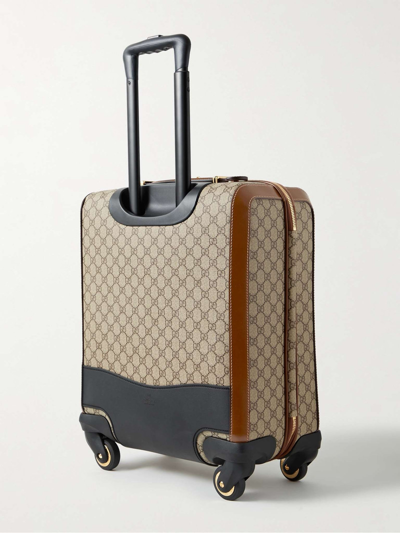 Small Cross-Grain Leather-Trimmed Monogrammed Canvas Suitcase 4