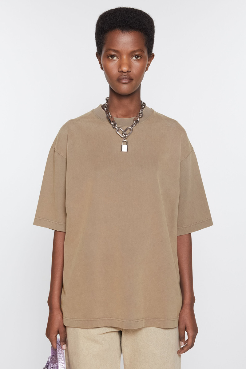 Acne Studios Crew neck t-shirt - Relaxed unisex fit - Taupe Brown outlook