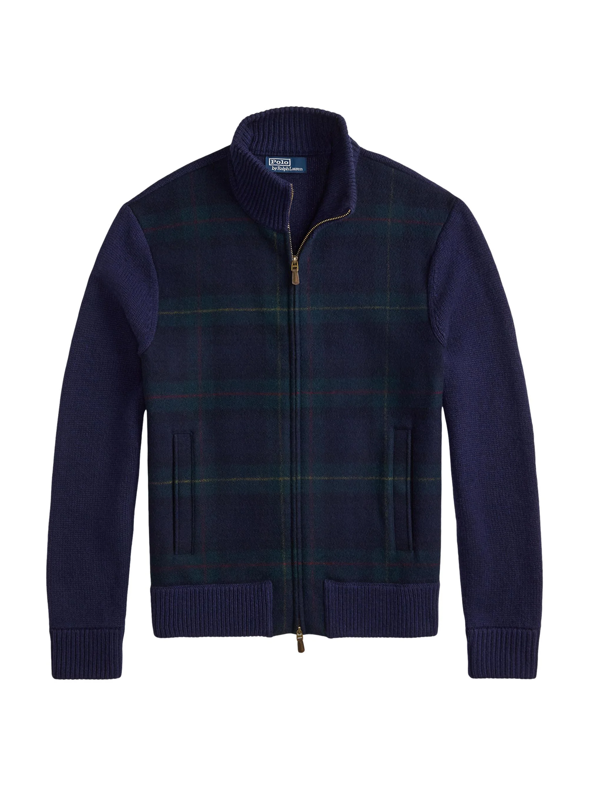 Men's The Polo Tartan Full Zip Sweater - Hunter Navy - 1