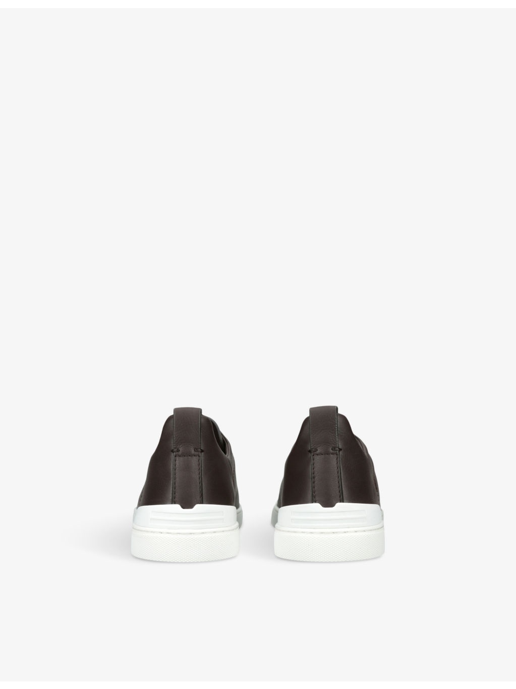 Triple-stitch low-top leather trainers - 4