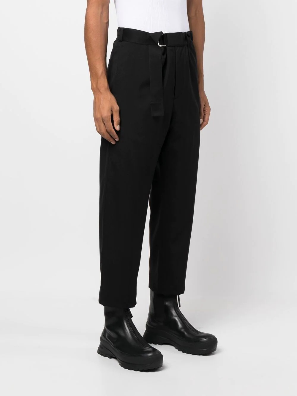 belted-waist straight trousers - 3