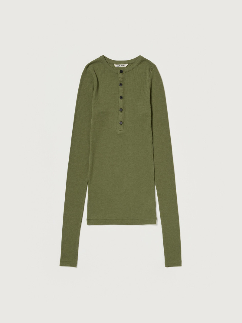 WOOL SILK SOFT RIB HENLEY 1