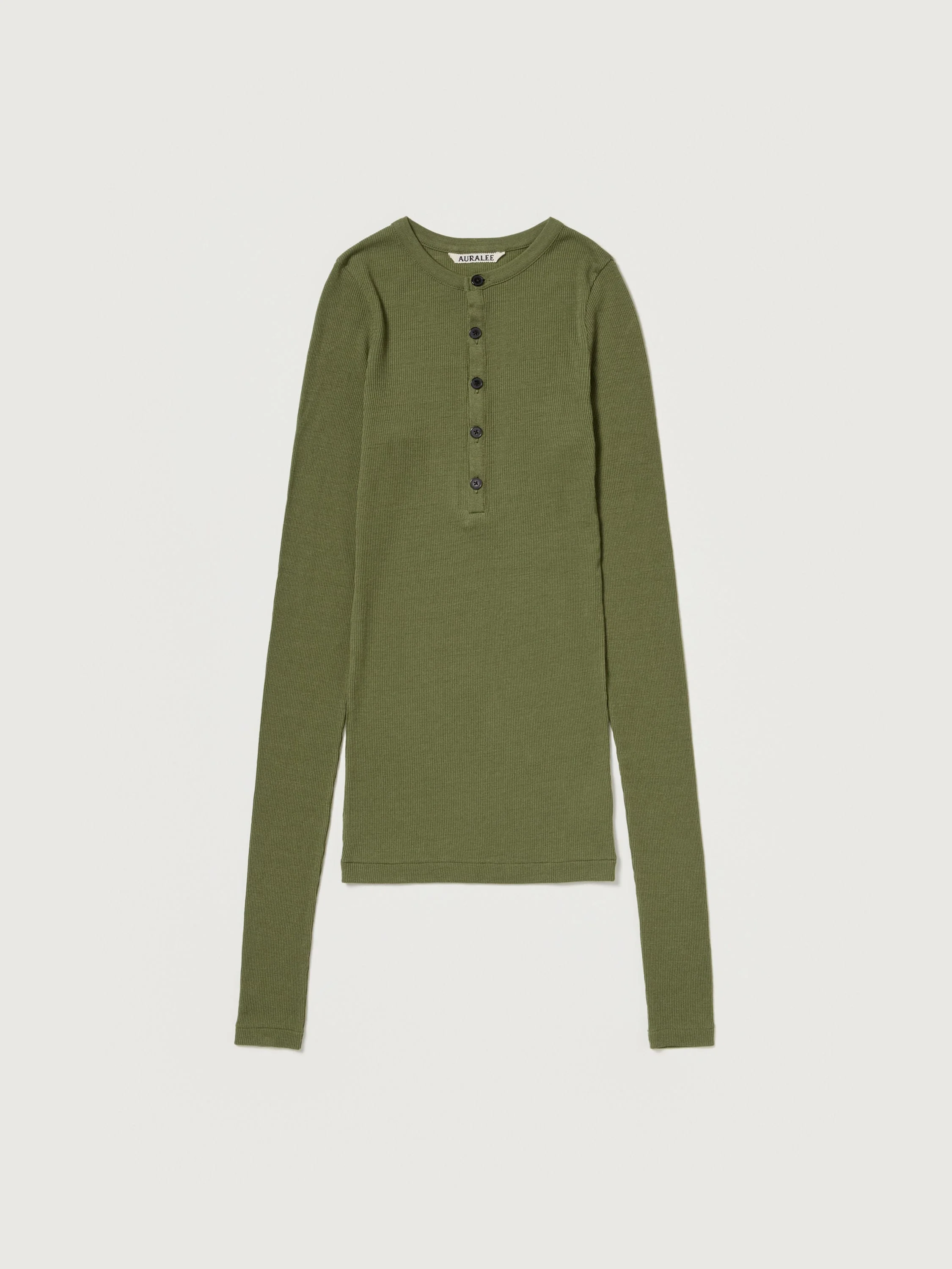 WOOL SILK SOFT RIB HENLEY - 1