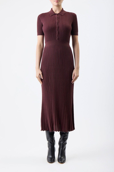 GABRIELA HEARST Amor Ribbed Dress in Deep Bordeaux Silk Cashmere outlook