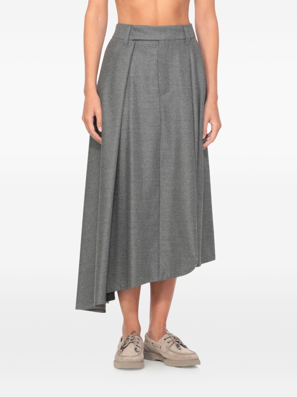pin-tuck asymmetrical midi skirt - 3