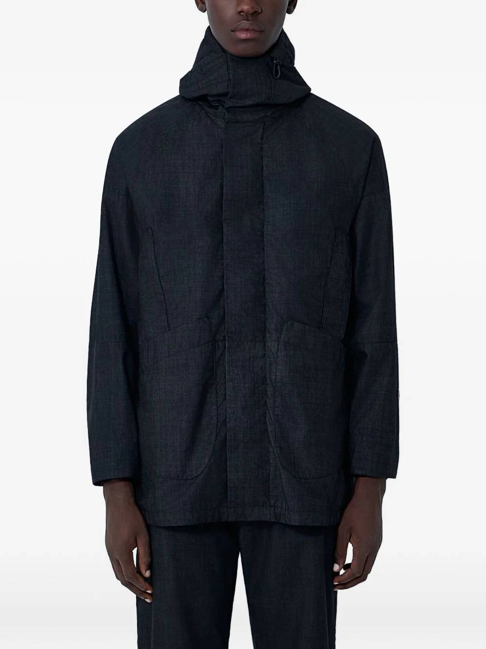 hooded patch-pocket jacket - 1