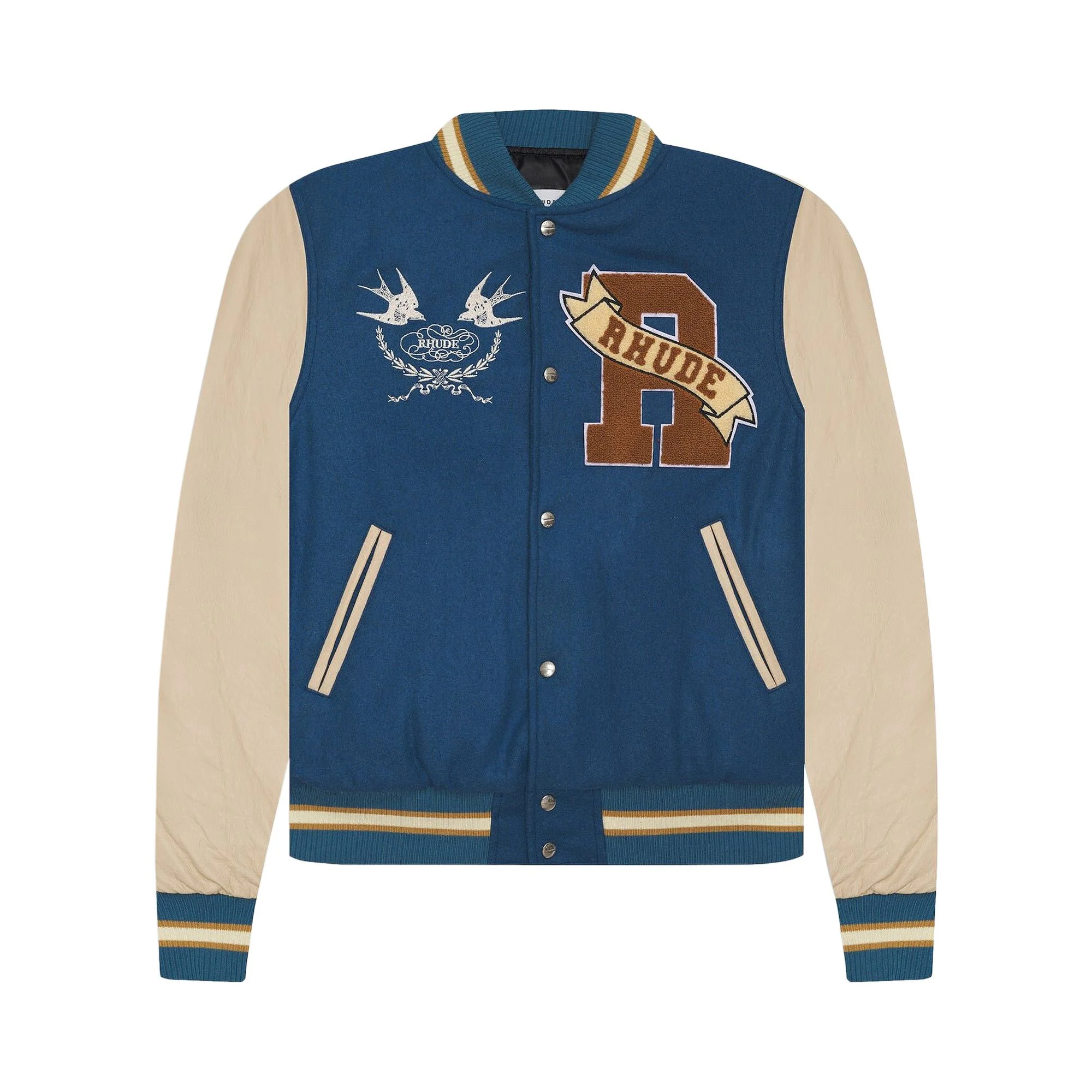 Rhude Sparrow Varsity Jacket 'Slate/Creme' - 1
