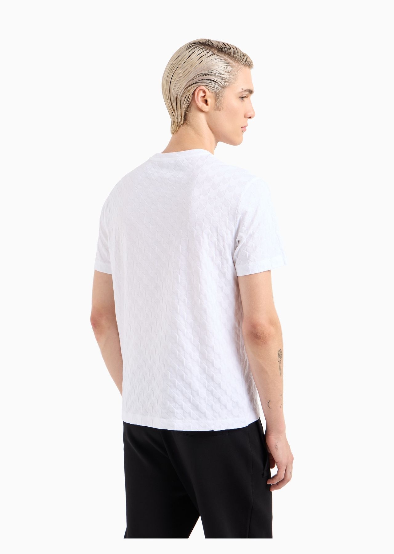 Jacquard jersey T-shirt with op-art motif - 3