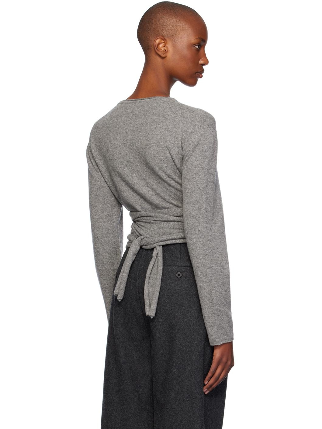 Gray Wrap Sweater - 3