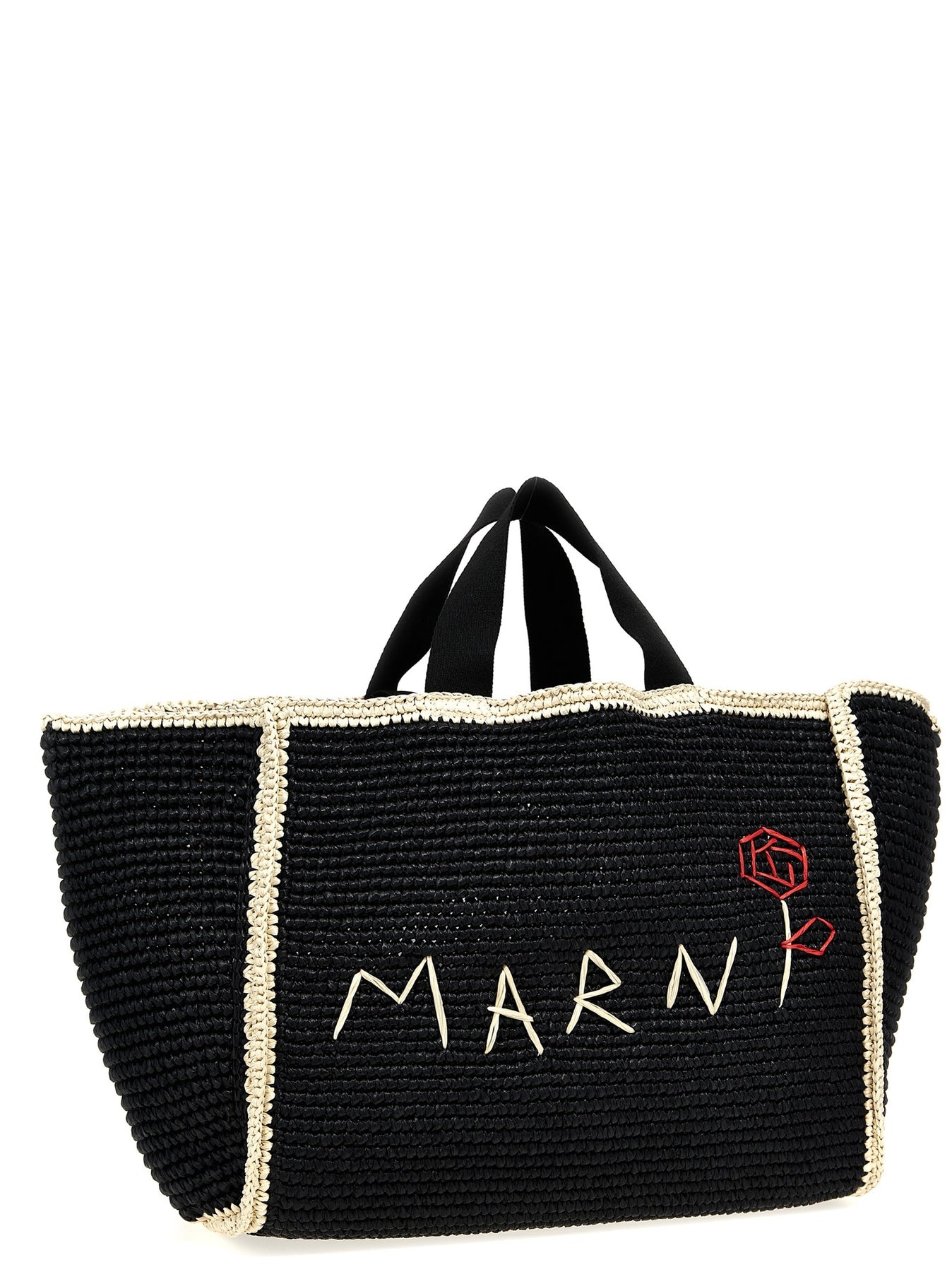 Macramé Shopping Bag Tote Bag White/Black - 3