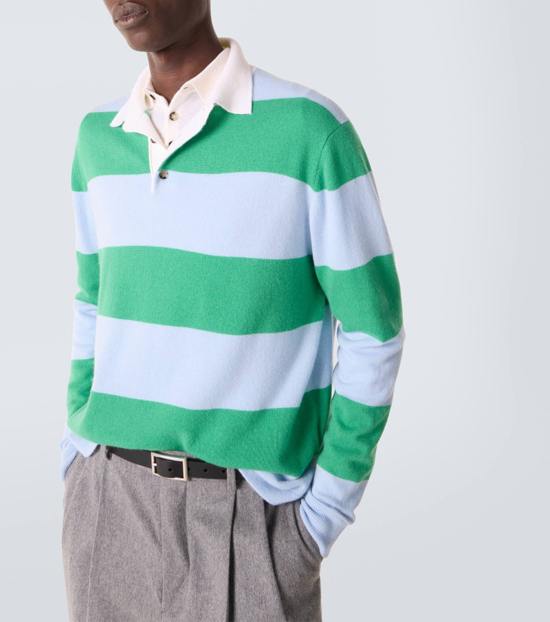 Striped wool and cashmere polo sweater 6