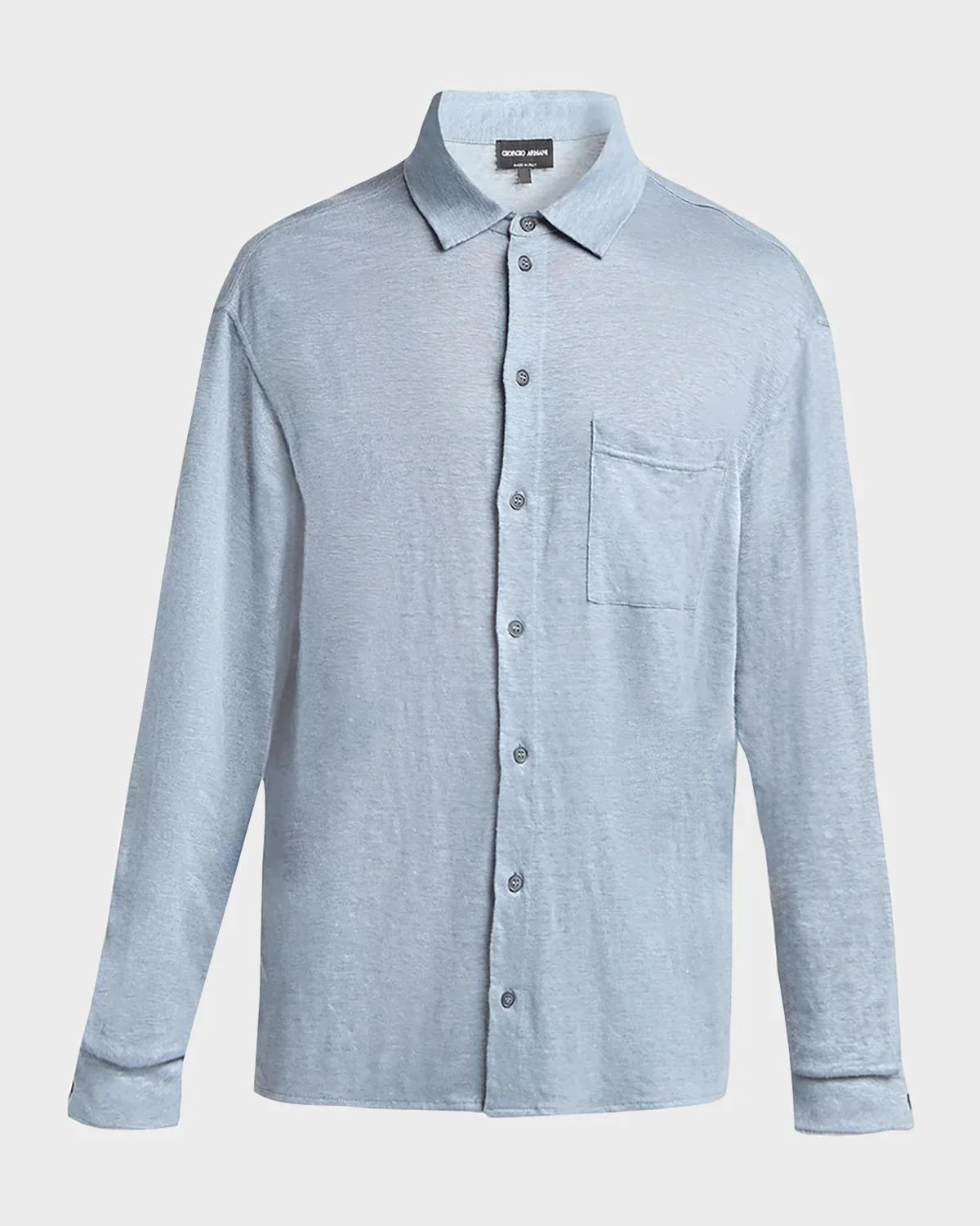 Men's Jersey Linen Button-Down Shirt - 1
