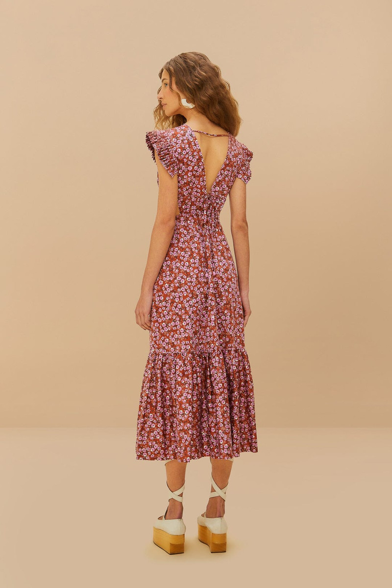 Brown Tiny Yard Butterfly Midi Dress 4