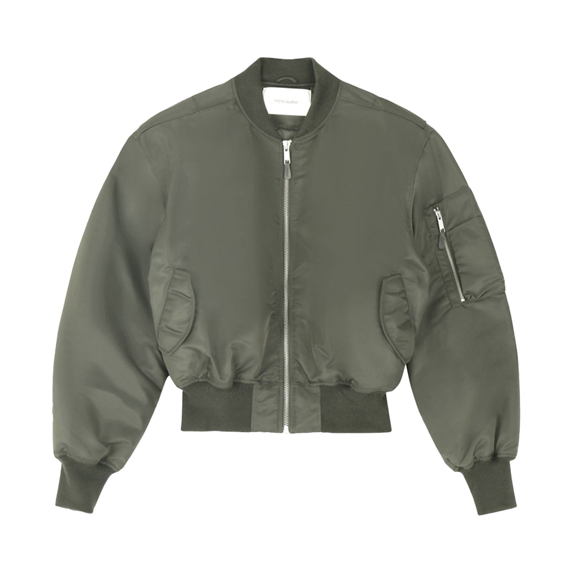 Entire Studios Cropped Broad Bomber Jacket 'Khaki' - 1