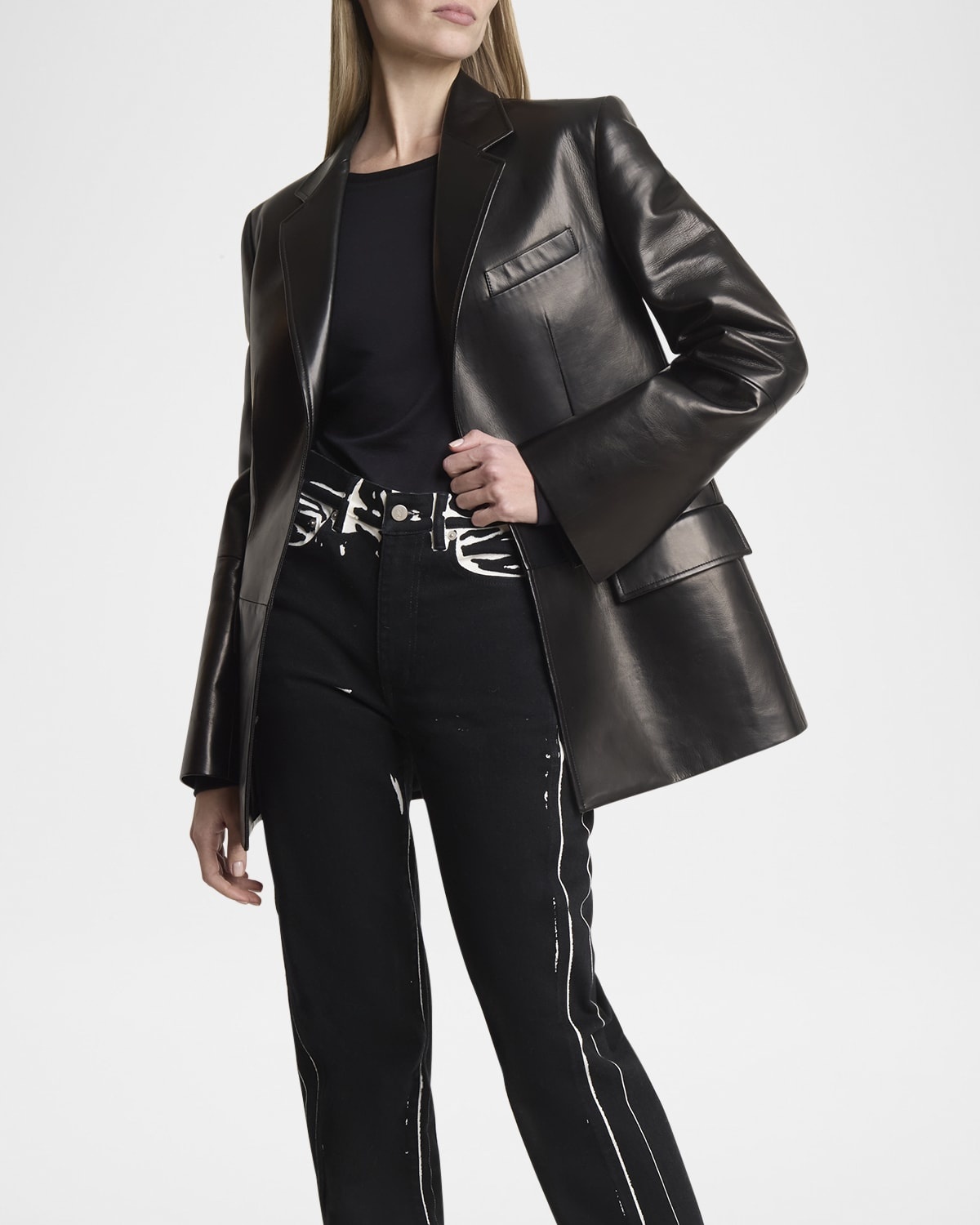 Hayes Open-Front Lambskin Leather Jacket - 6