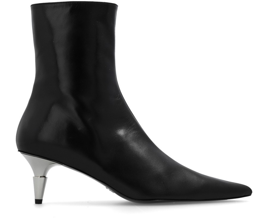 Spike heeled ankle boots in leather - 1