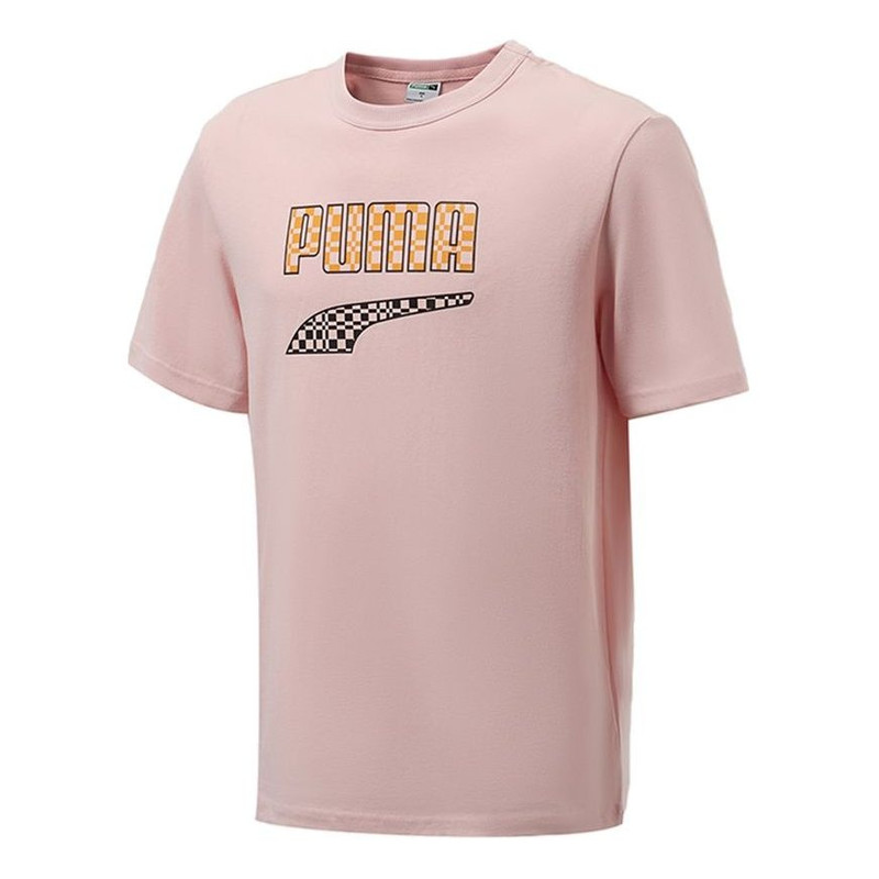 PUMA Funny Logo Printing Sports Round Neck Short Sleeve Pink Red 533042-36 - 1