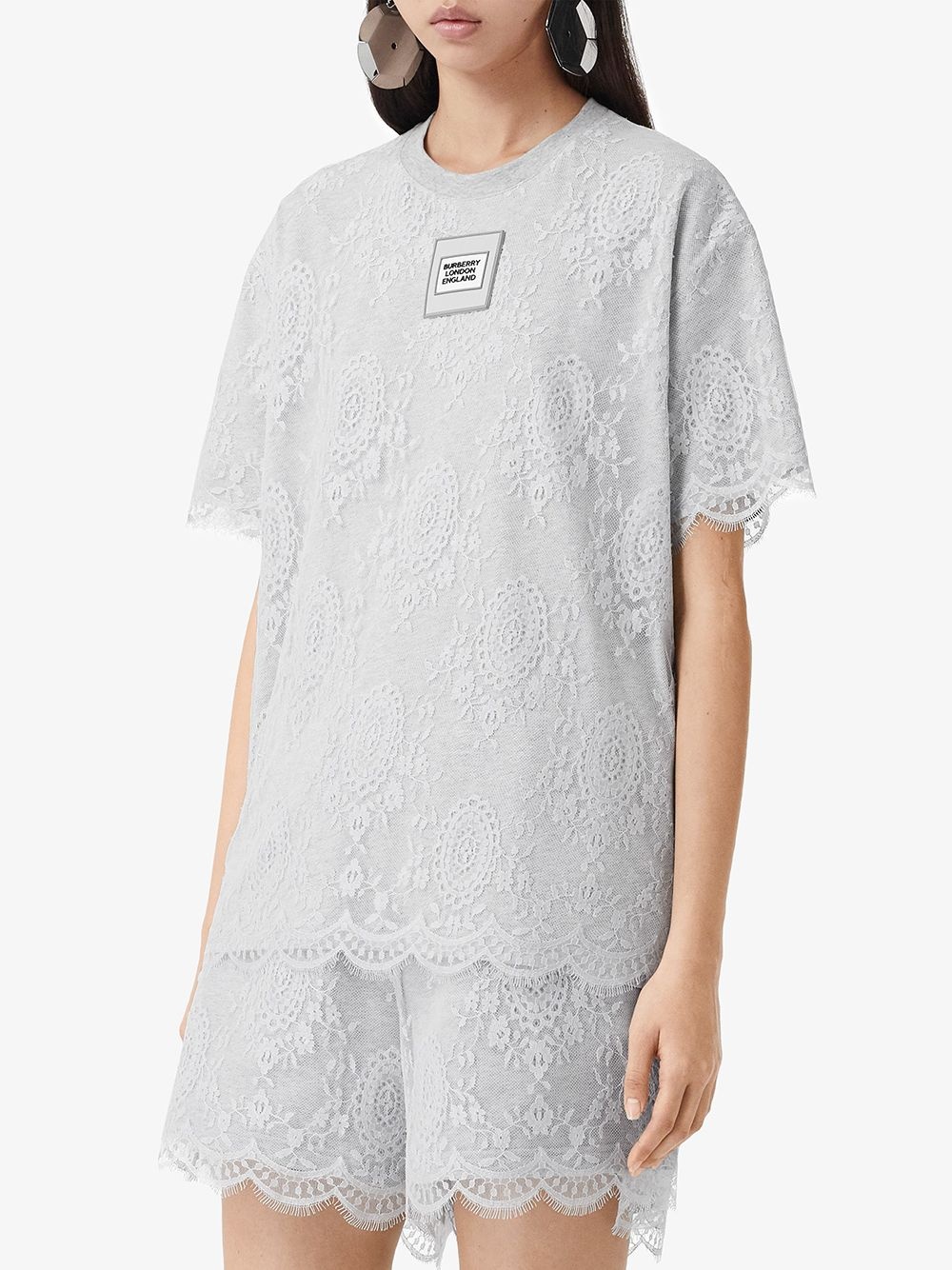 lace overlay T-shirt - 3