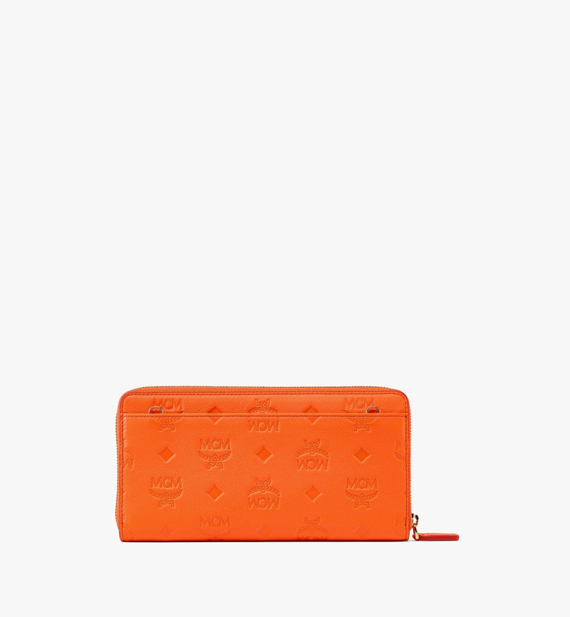 Aren Chain Zip Around Wallet in Embossed Monogram Leather 3