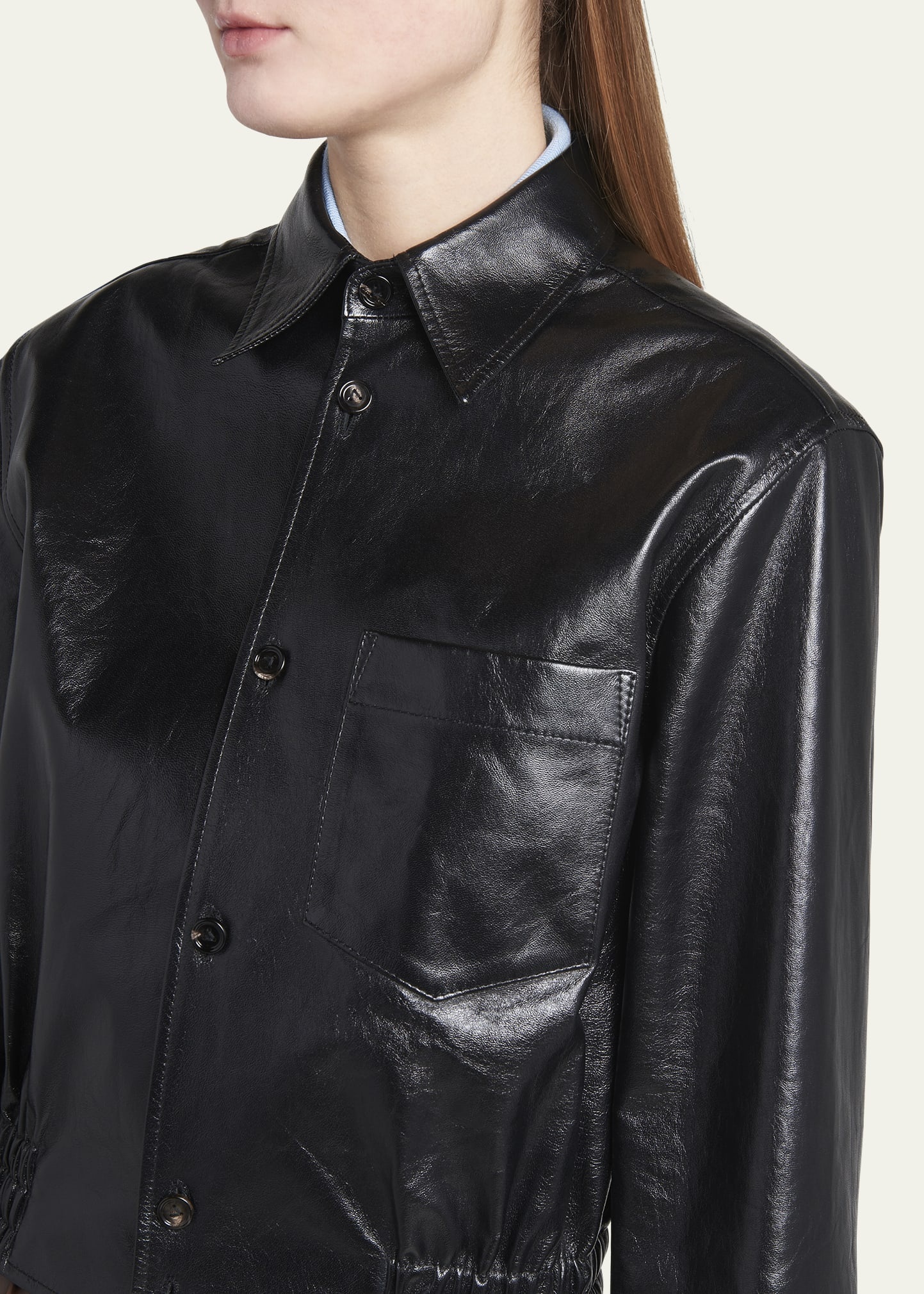 Smooth Nappa Leather Short Jacket - 5