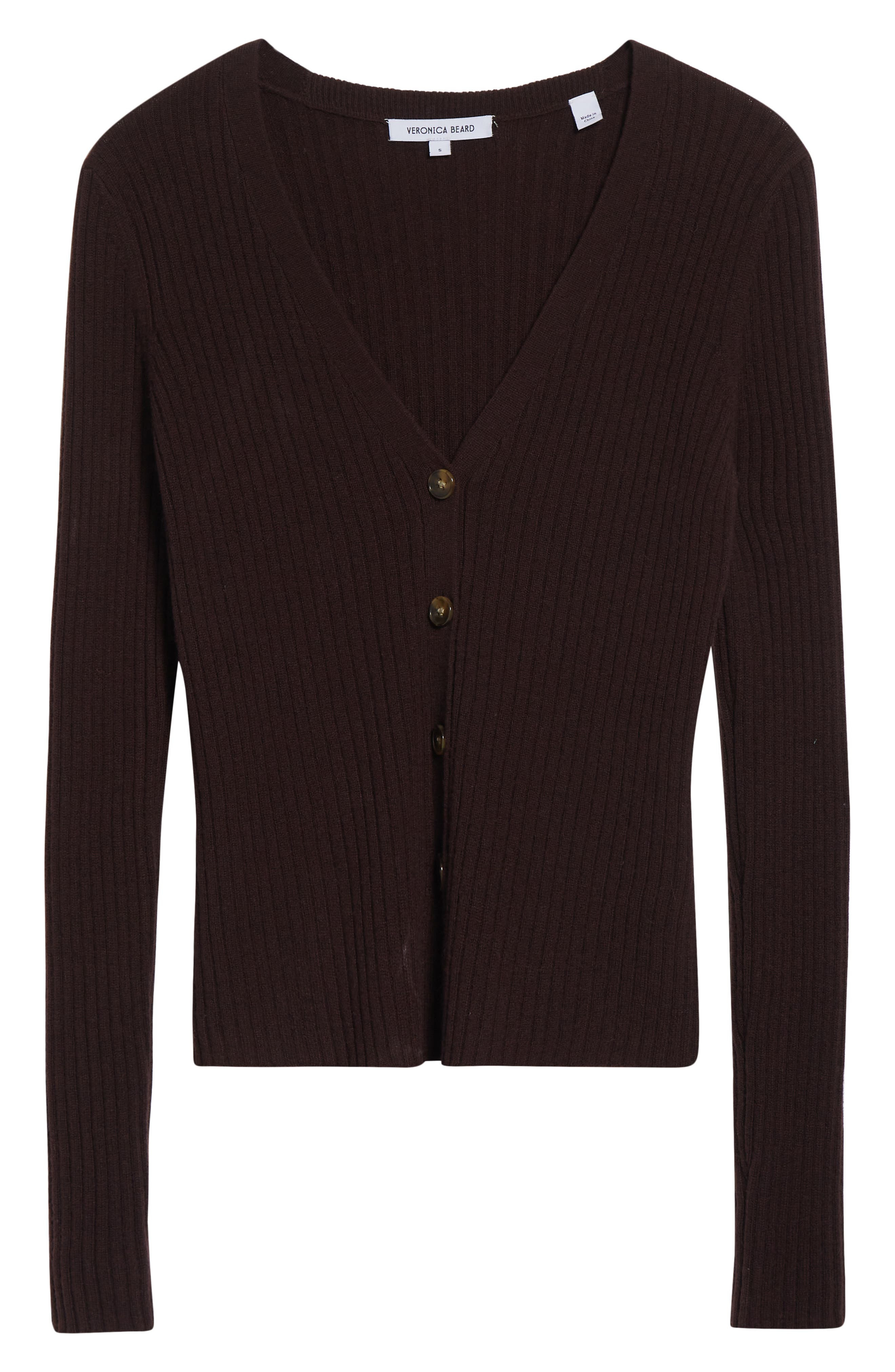 Veronica Beard Thelma Cashmere Rib Cardigan in Dark Currant at Nordstrom - 6