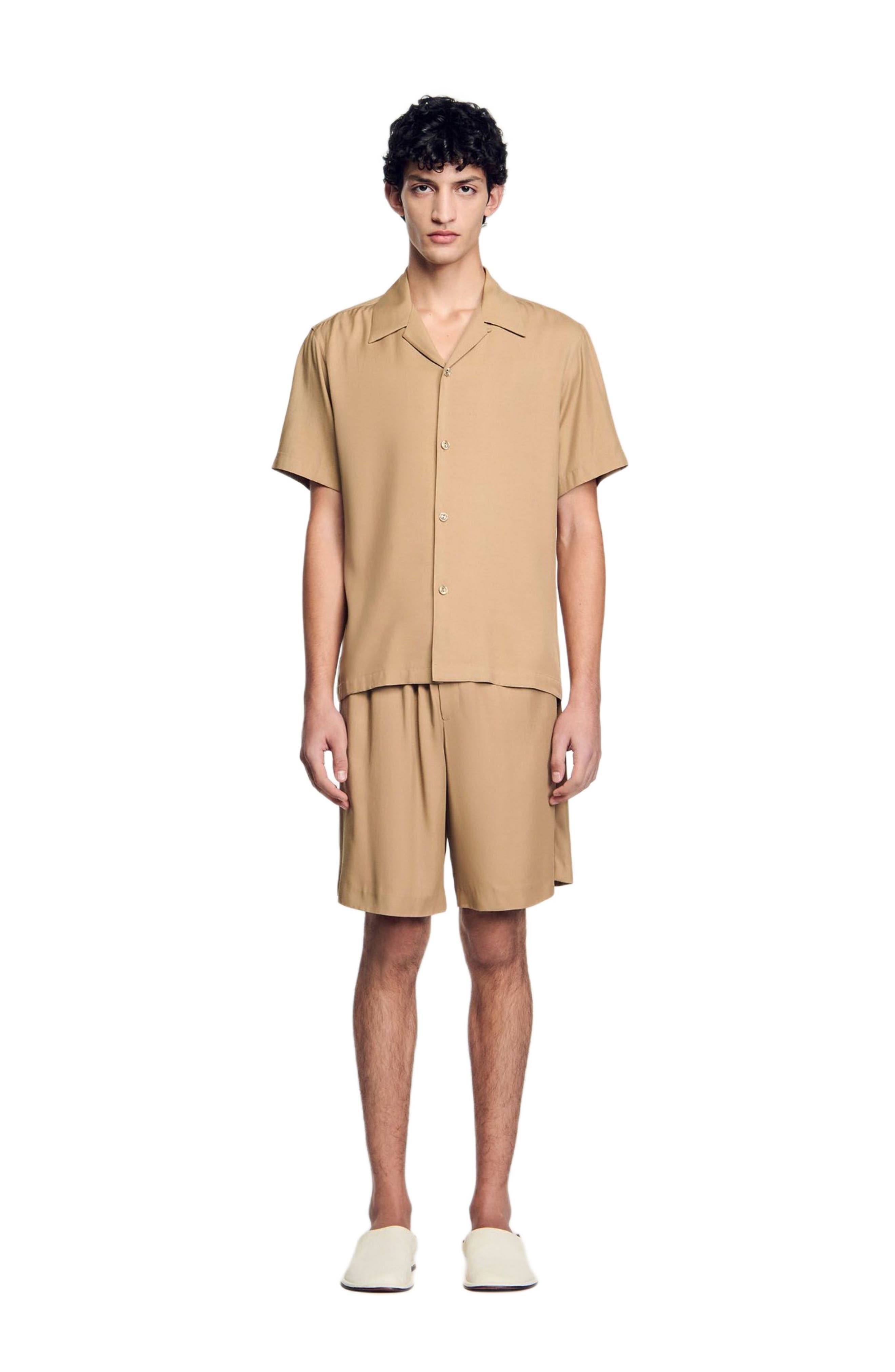 SANDRO Shark collar shirt in Nut at Nordstrom - 2