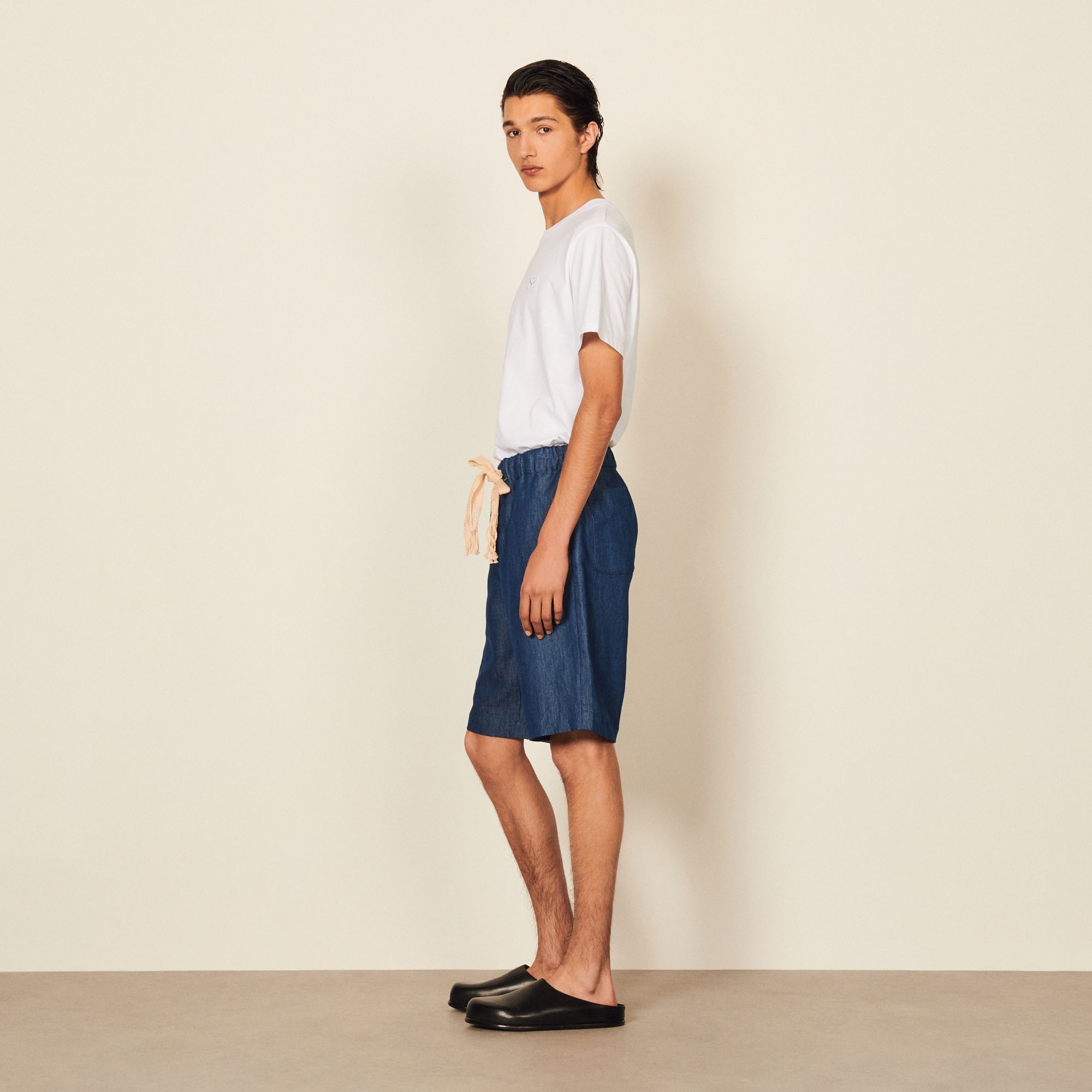Wide chambray Bermuda shorts - 4