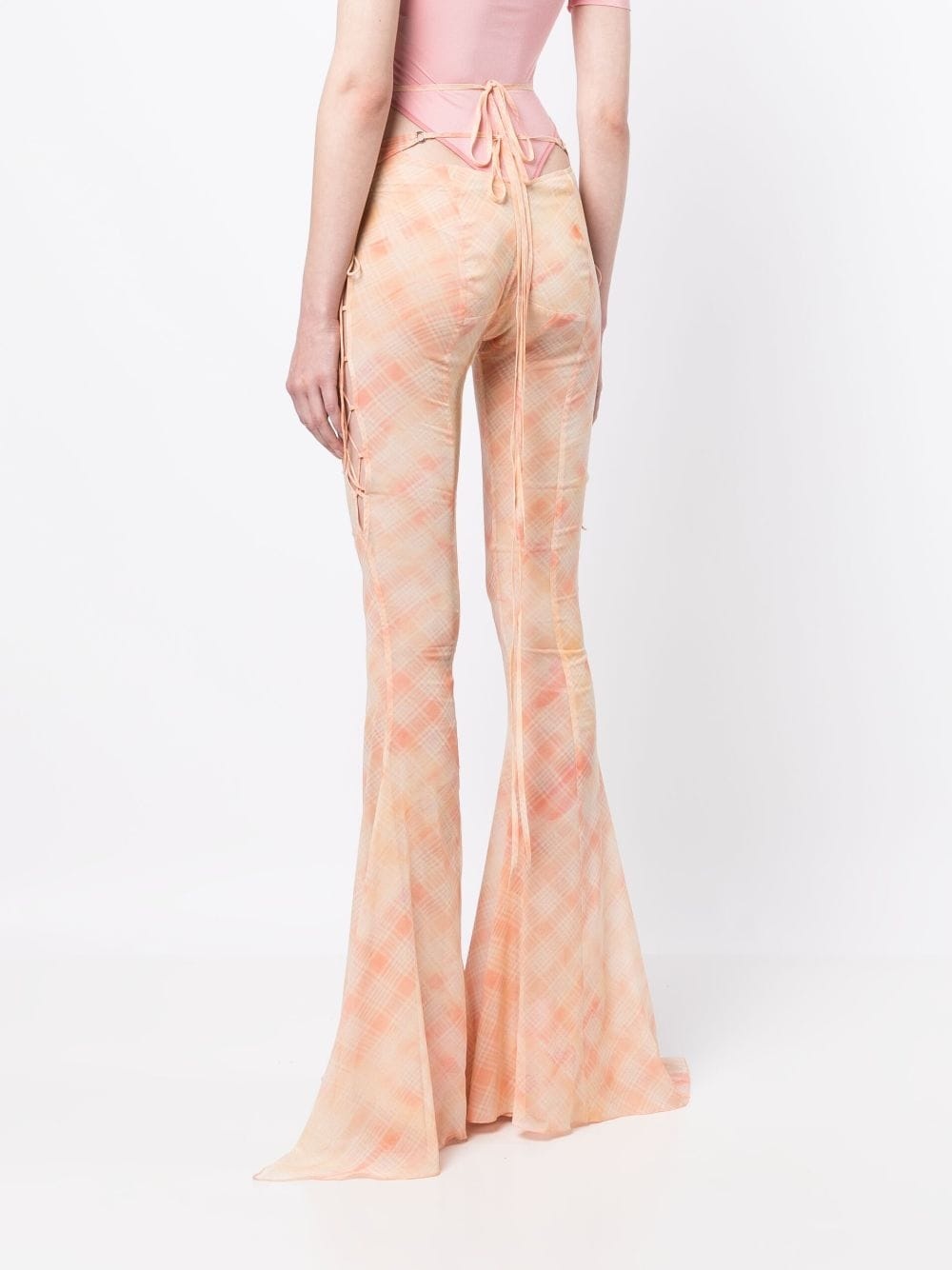 Glimmer checked flared trousers - 4