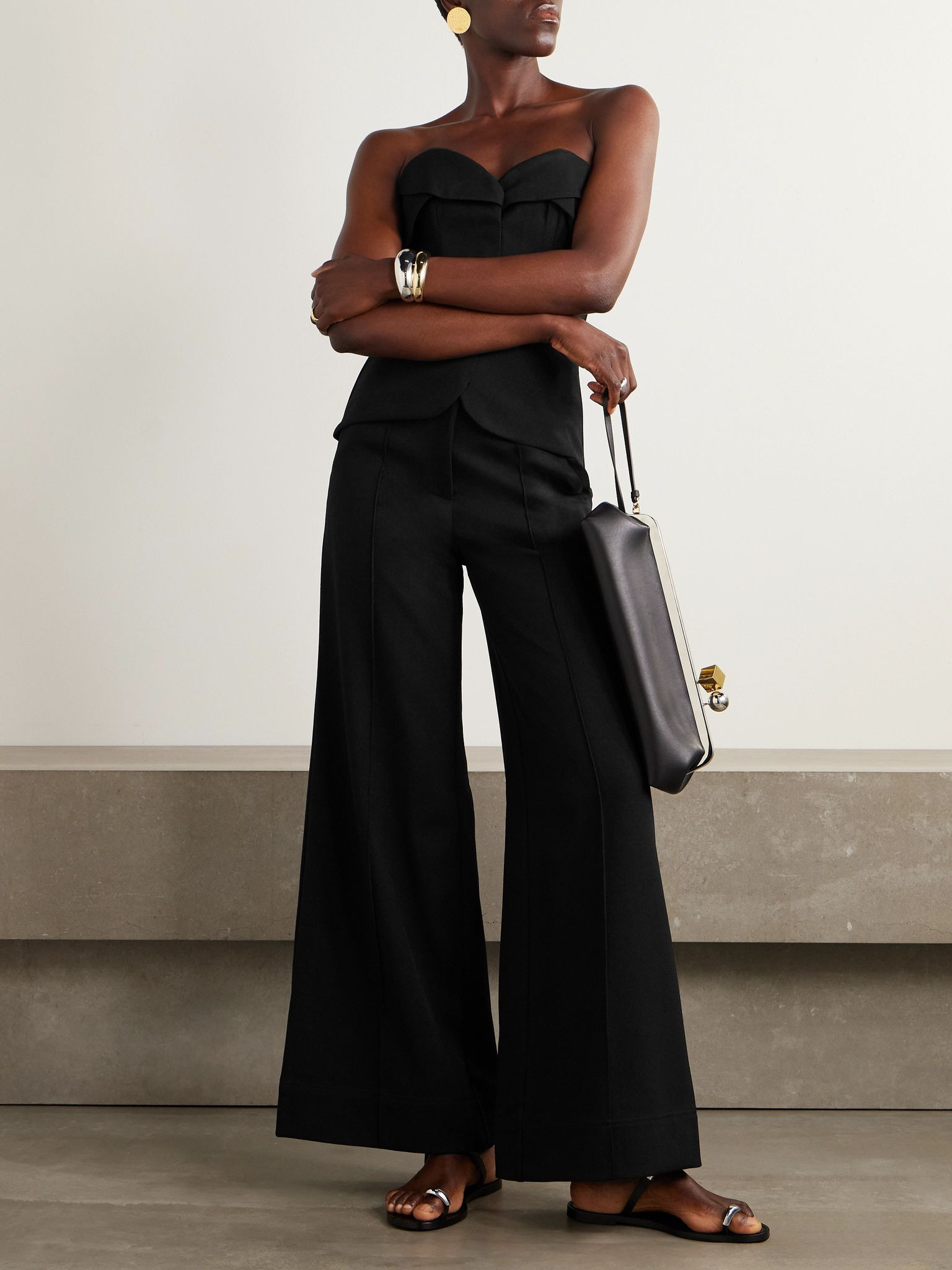 Latido Silente strapless twill bustier top Black - 2