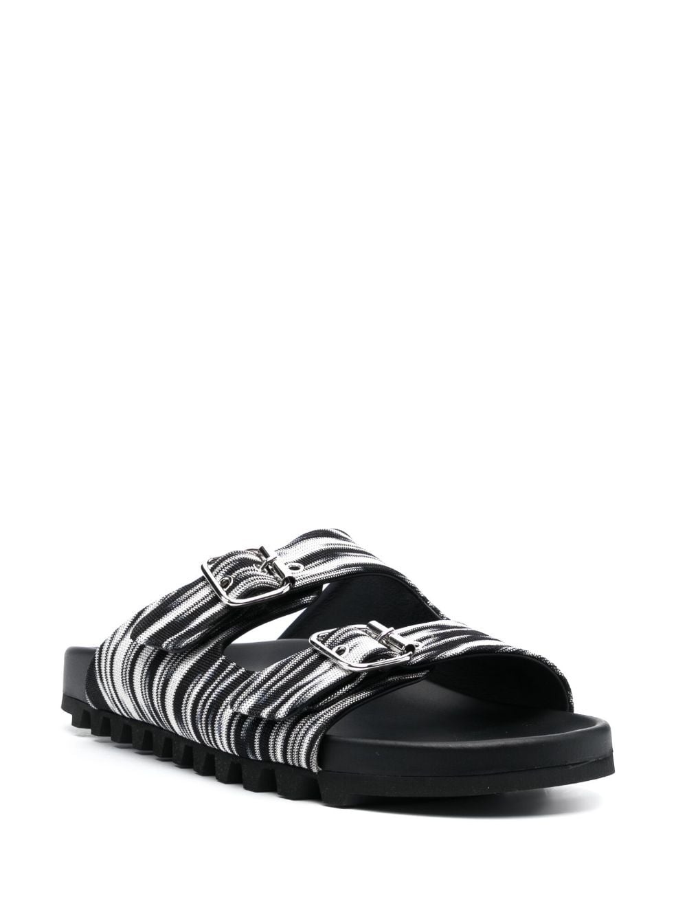 double-buckle knitted slides - 2