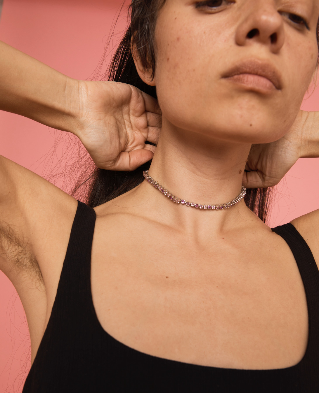 FADING PINK TENNIS NECKLACE - 2