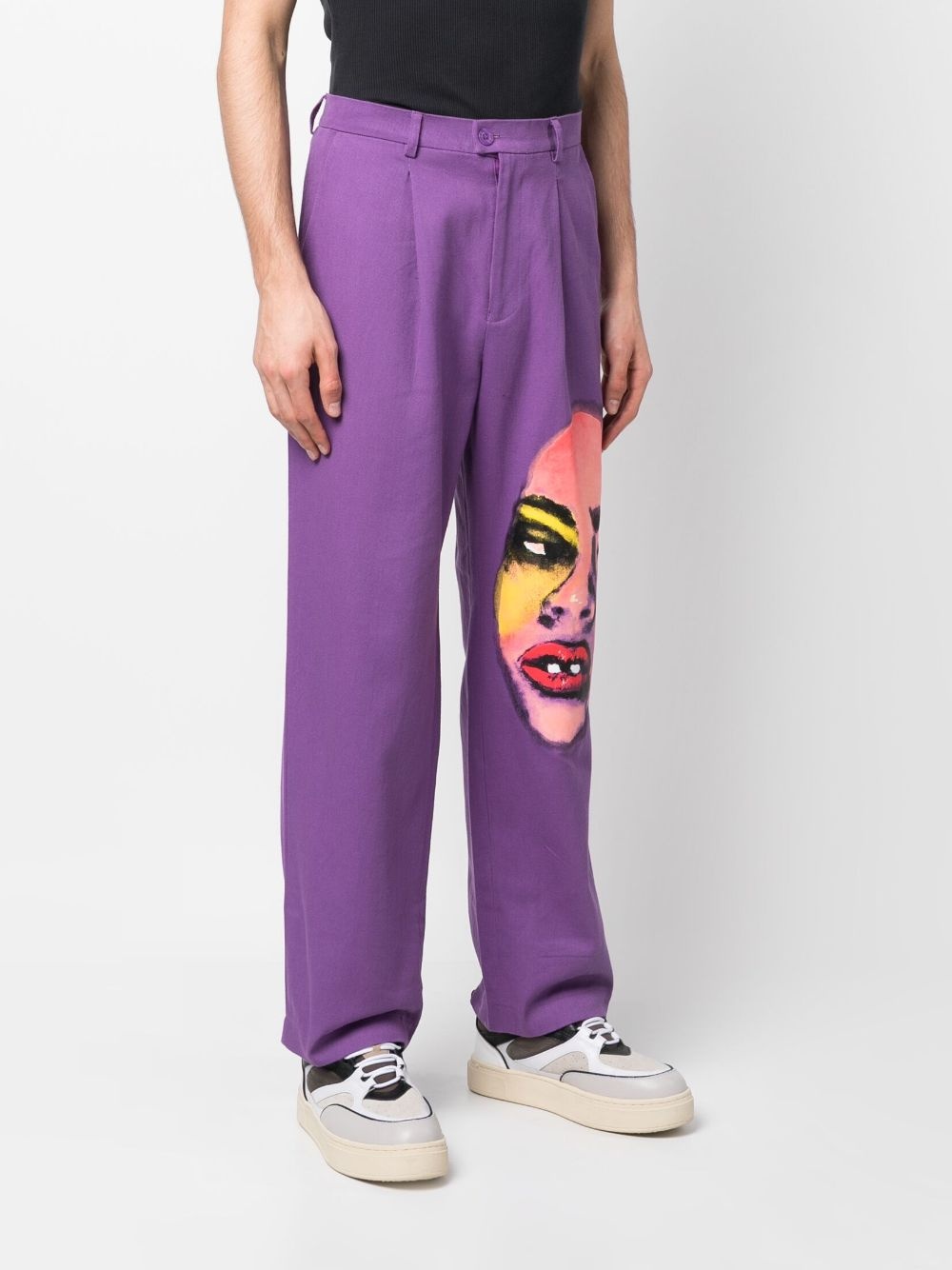 graphic-print corduroy cotton trousers - 3