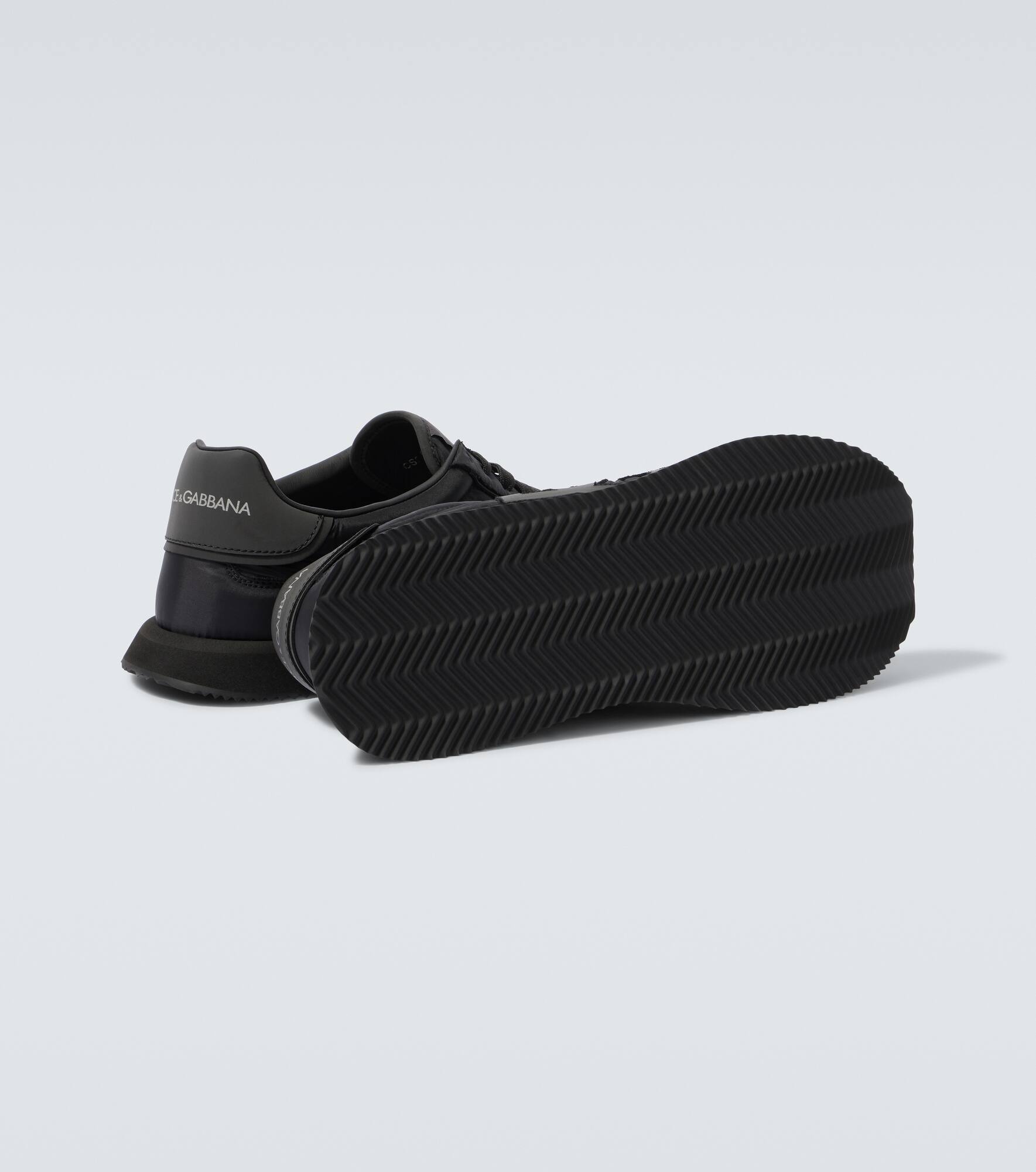 Leather-trimmed canvas sneakers - 7