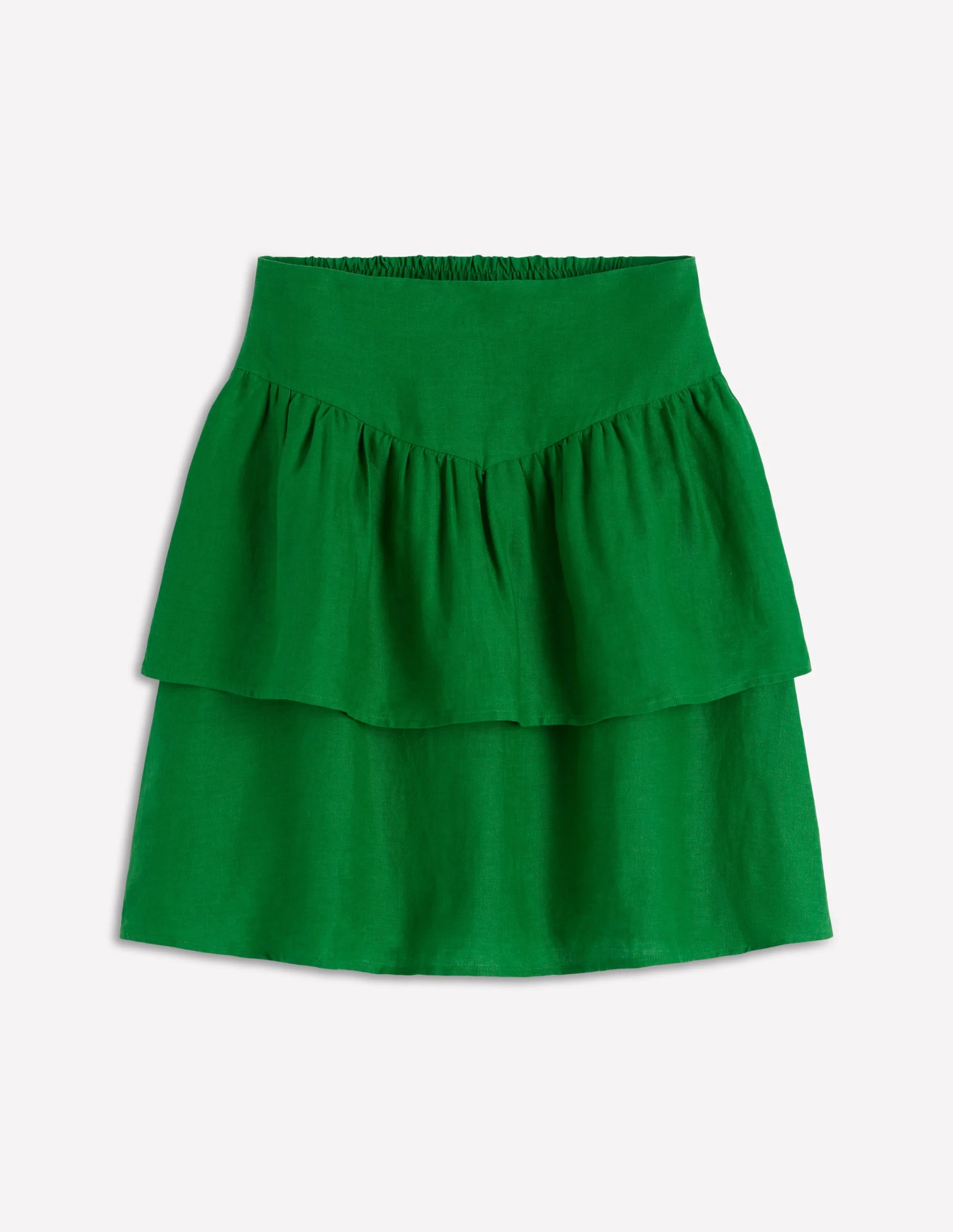 Tiered Linen Skirt-Highland Green - 1