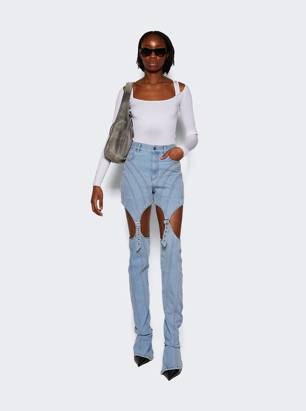 Sculpting Knit Bodysuit Off White - 2