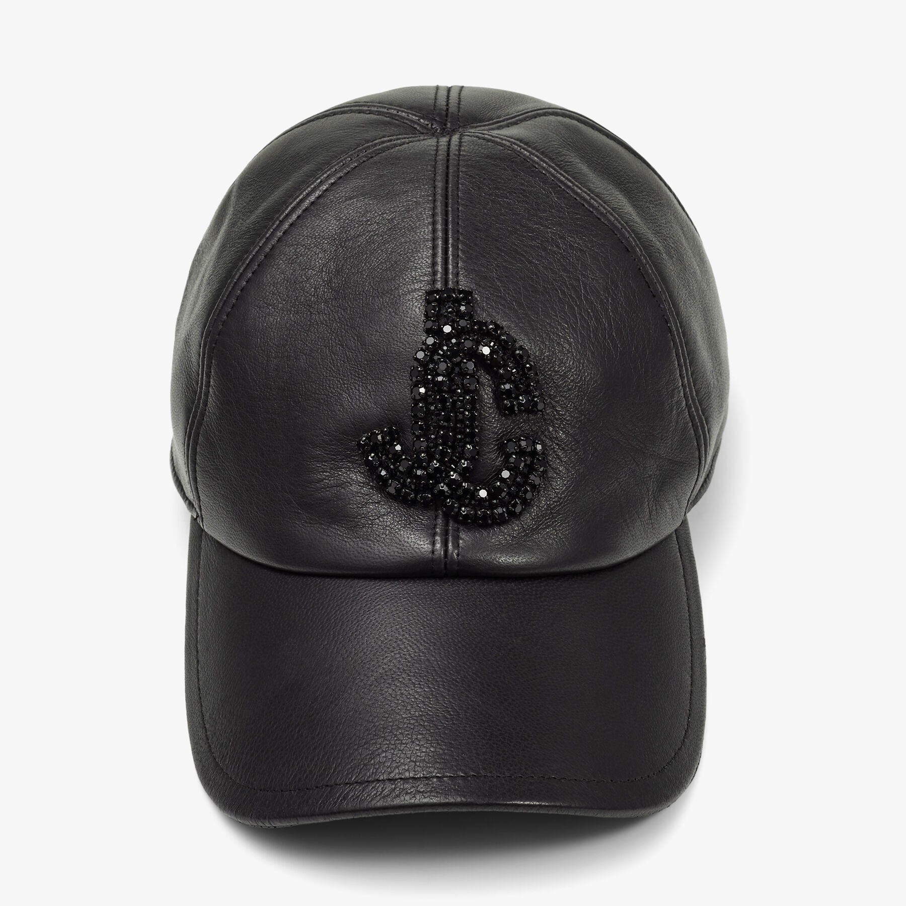 Saby
Black Leather Baseball Cap with Crystal JC Logo - 1