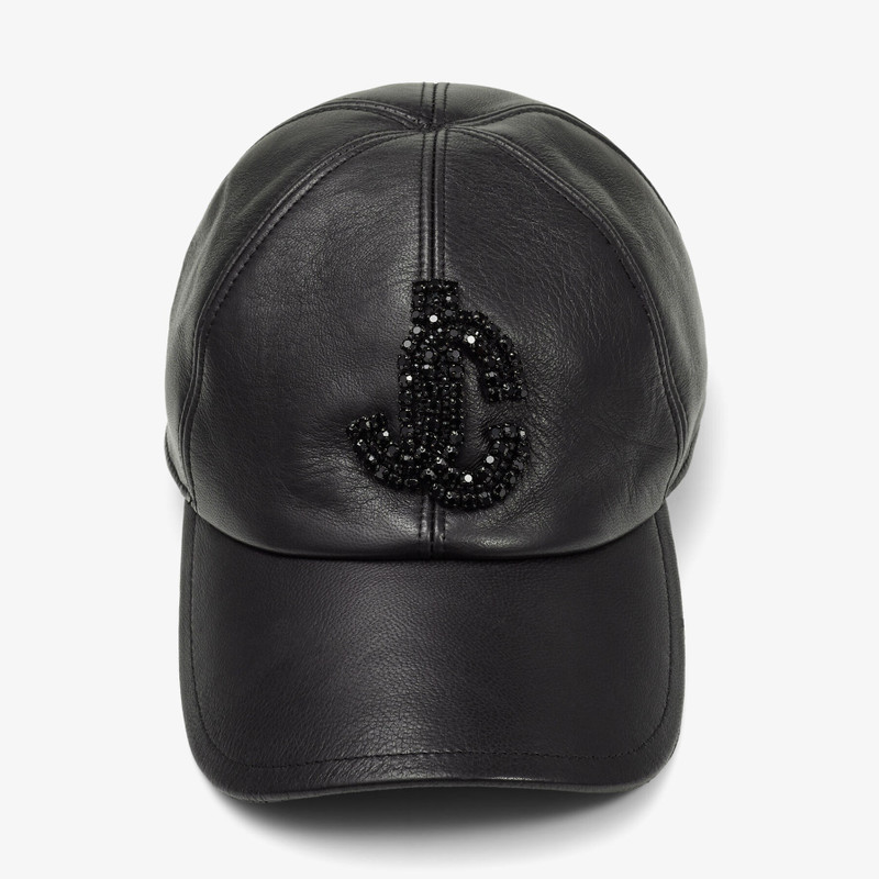 Saby
Black Leather Baseball Cap with Crystal JC Logo 1