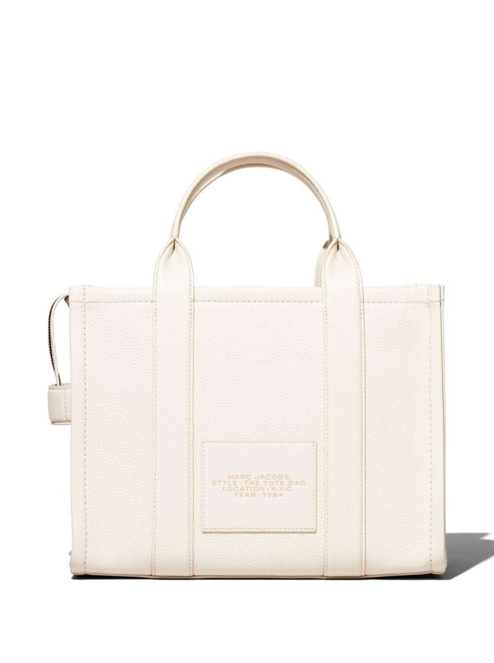 Marc Jacobs Women 'The Medium Tote Bag' White Shoulder Bag With Logo In Grainy Leather Woman - 2