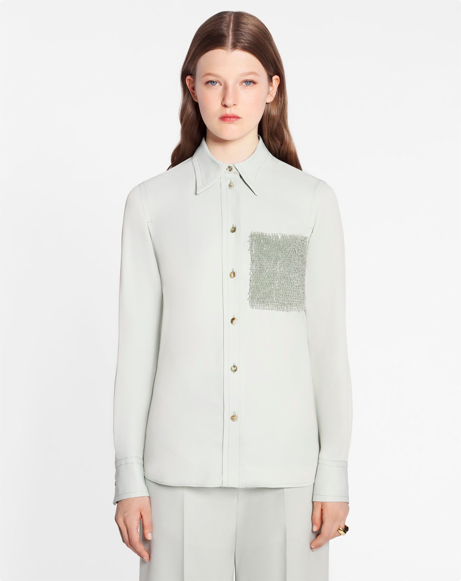 LONG SLEEVE SHIRT WITH EMBROIDERED POCKET - 3
