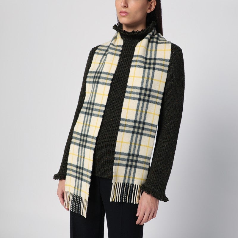 Burberry Yellow And Green Check Cashmere Scarf Women - 2