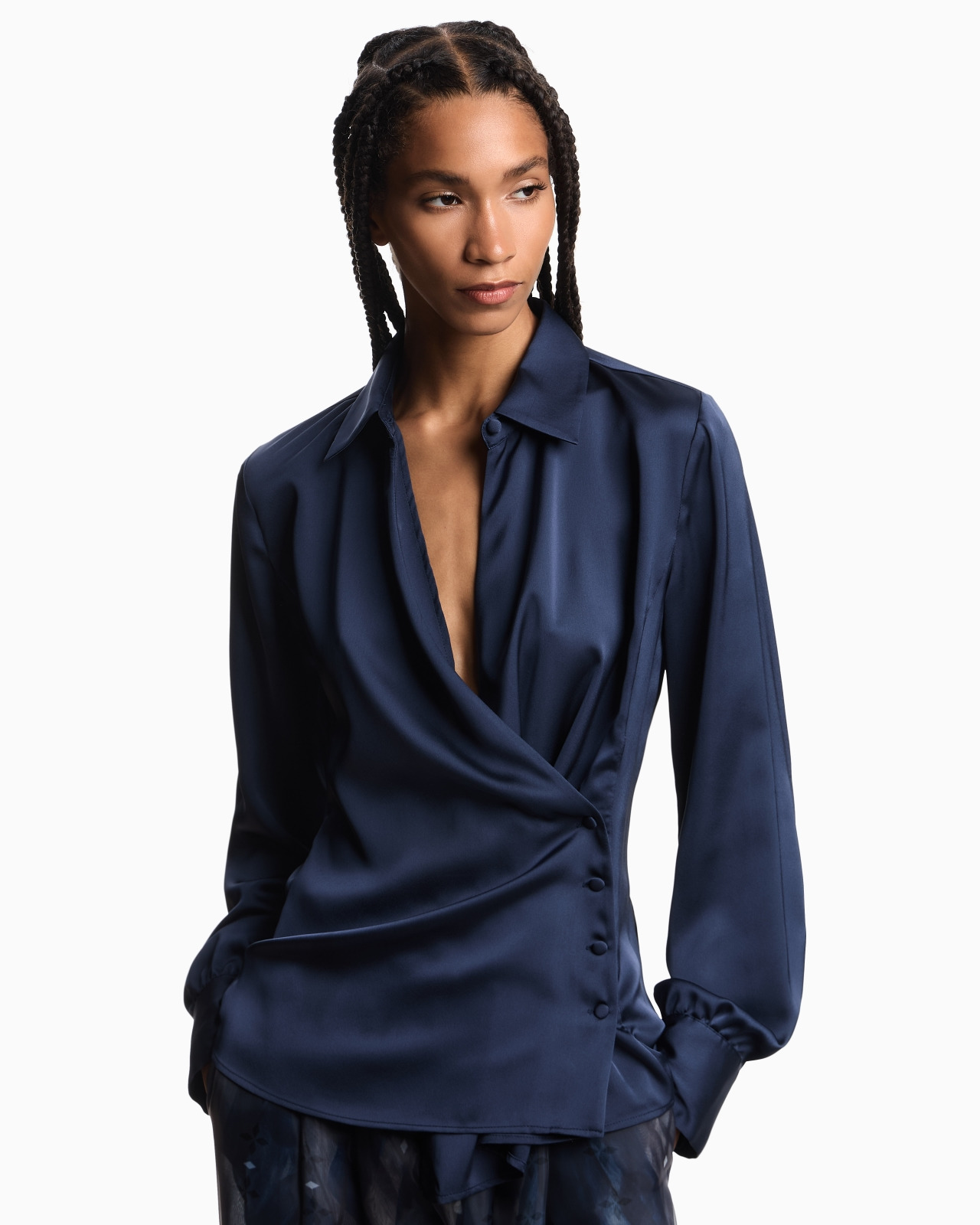SATIN CRÊPE WRAP SHIRT - 5