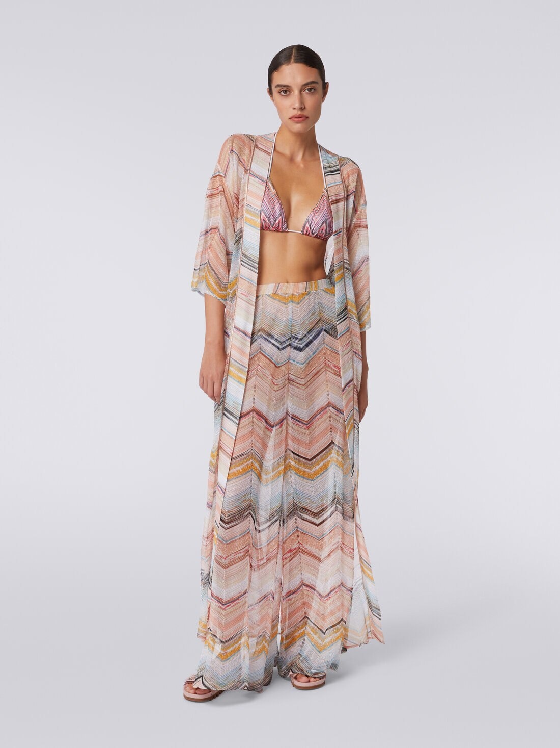 Cover up trousers in zigzag viscose blend with lurex - 2