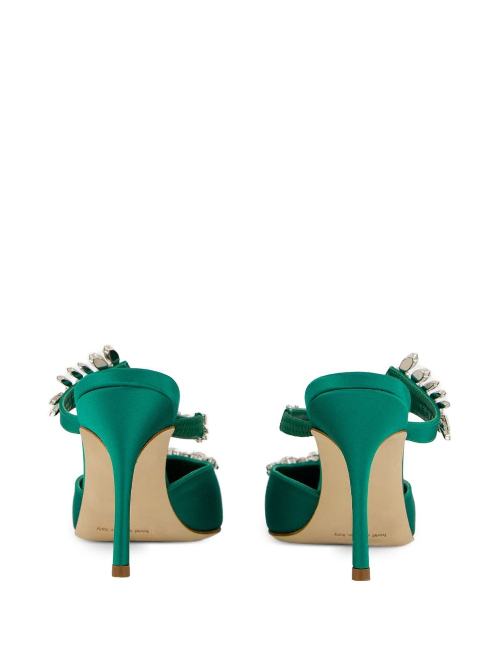 90mm crystal-embellished satin mules - 4