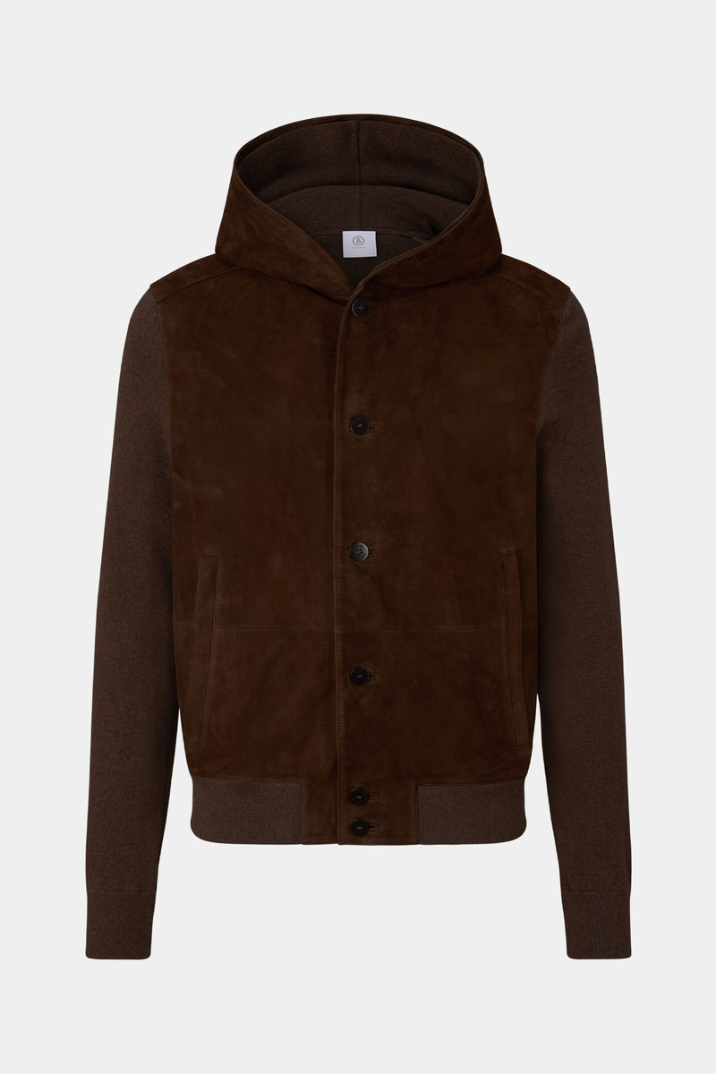 Drax Leather knit jacket in Brown 1