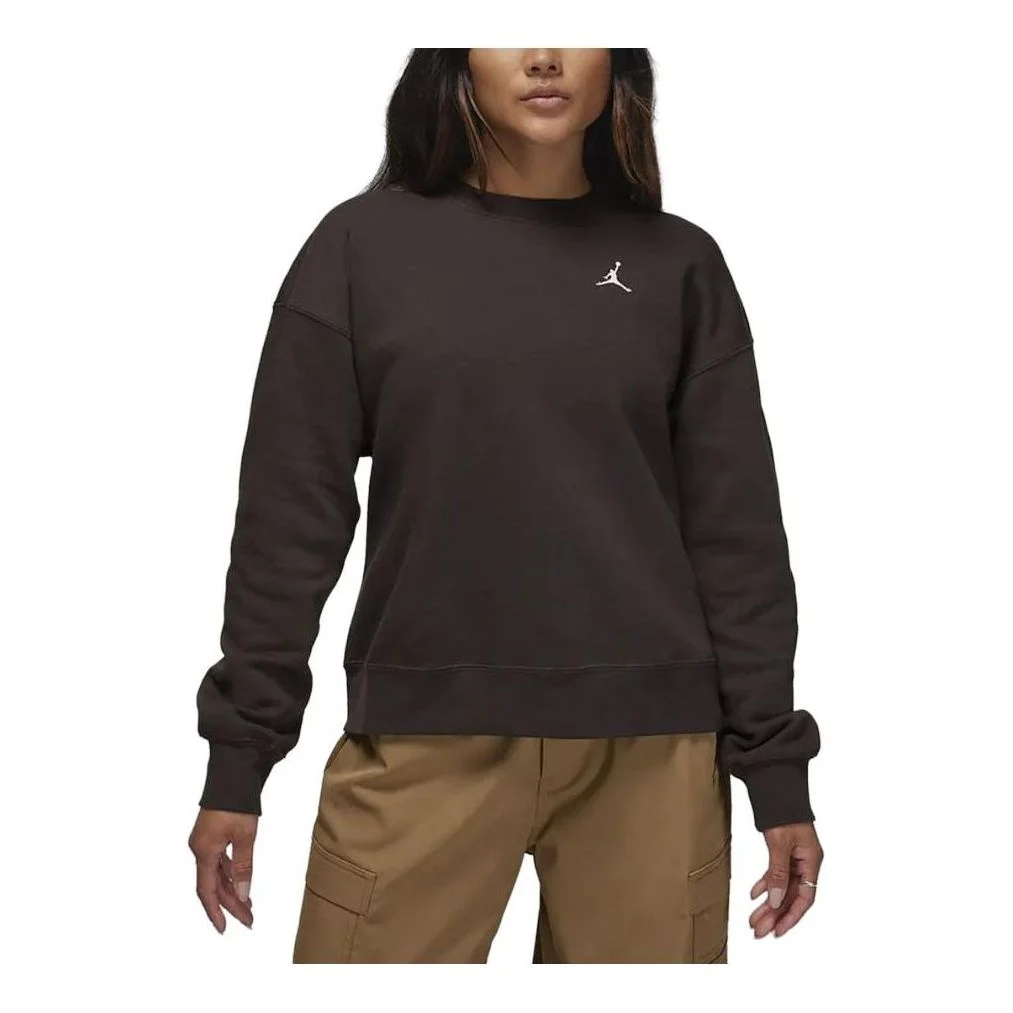 (WMNS) Air Jordan Brooklyn Fleece Crewneck Sweatshirt Asia Sizing 'Brown' FN4492-220 - 1