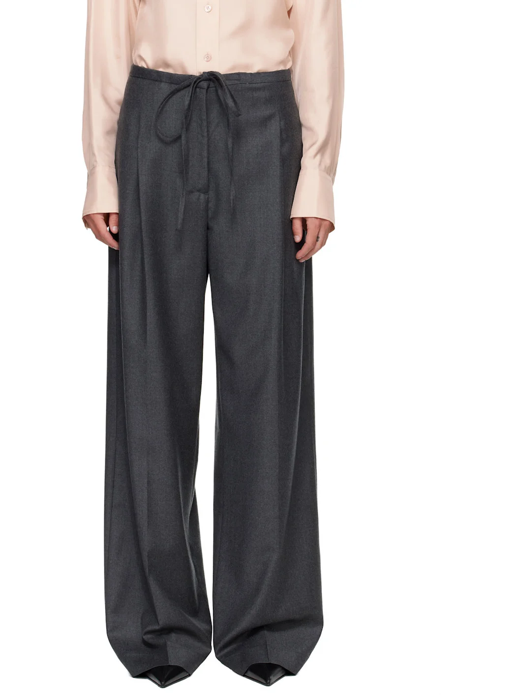 Gray Relaxed Soft Wool Trousers - 1