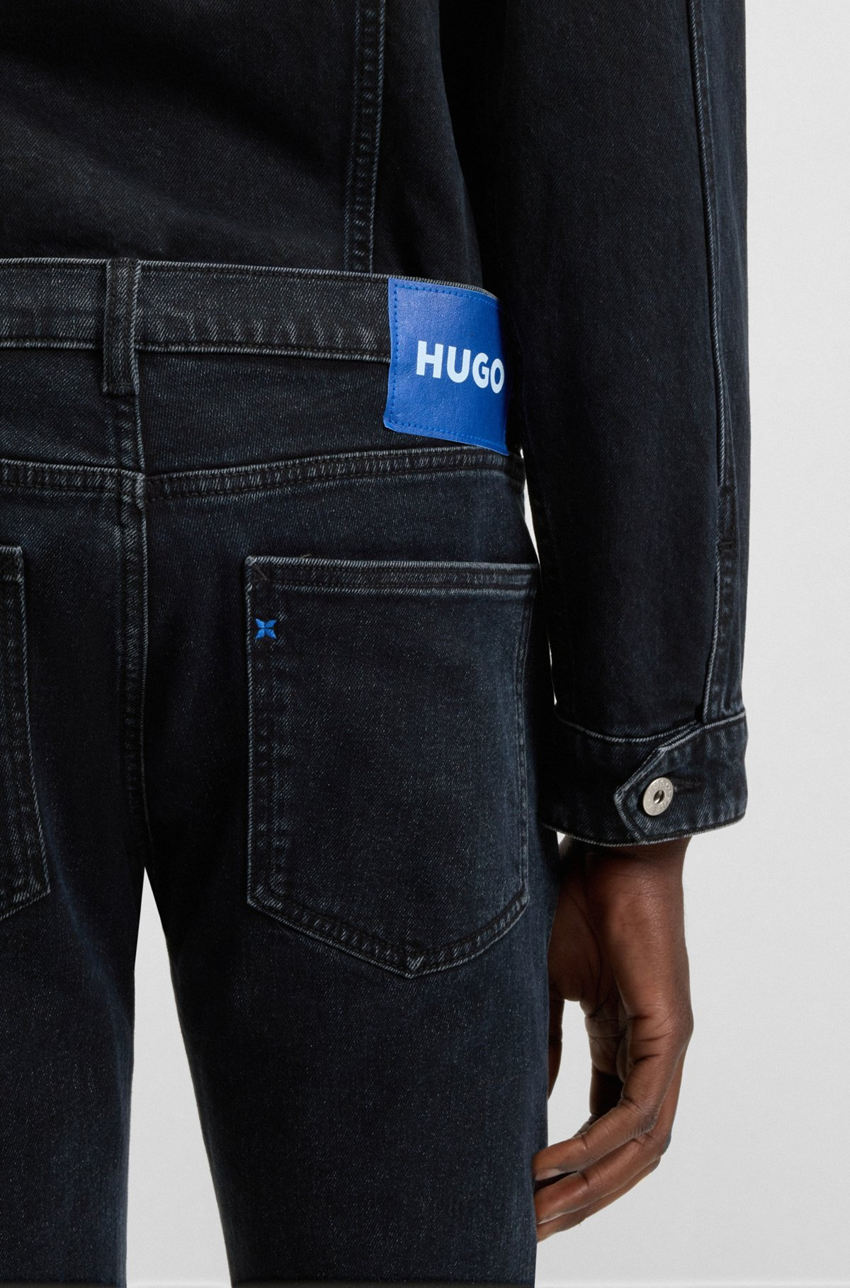 EXTRA-SLIM-FIT JEANS IN MID-BLUE STRETCH DENIM - 5