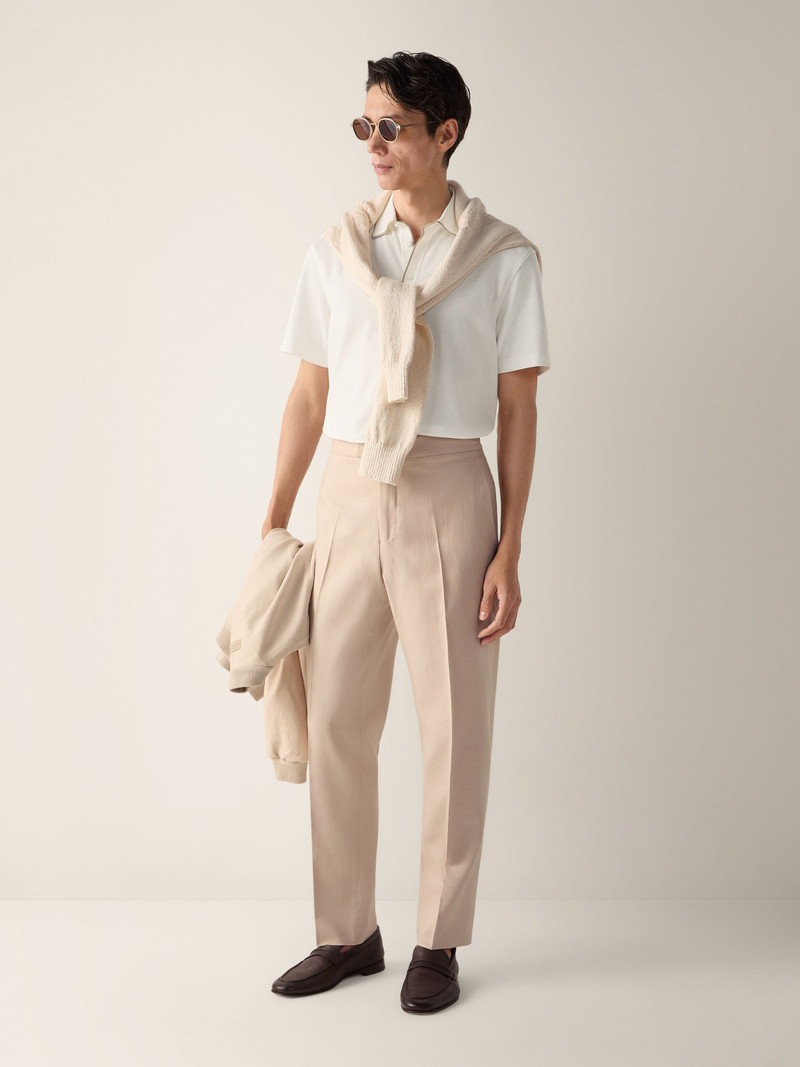 WHITE COTTON AND SILK POLO SHIRT 3