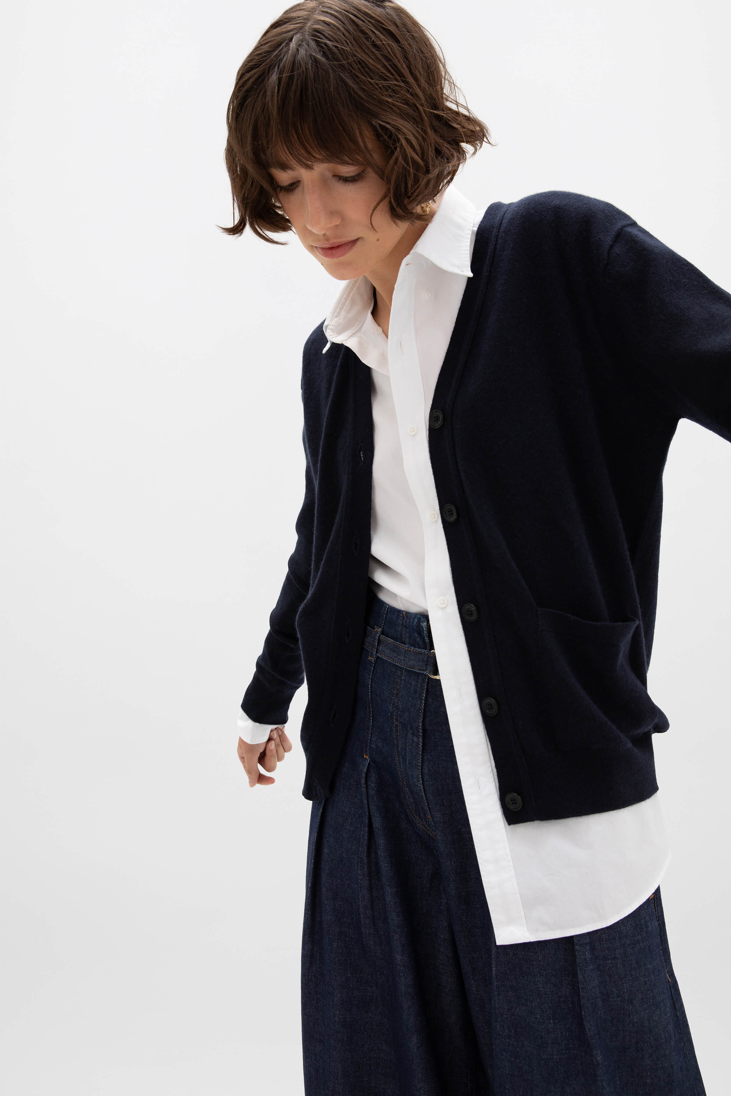 Cashmere Navy Boyfriend Cardigan - 3