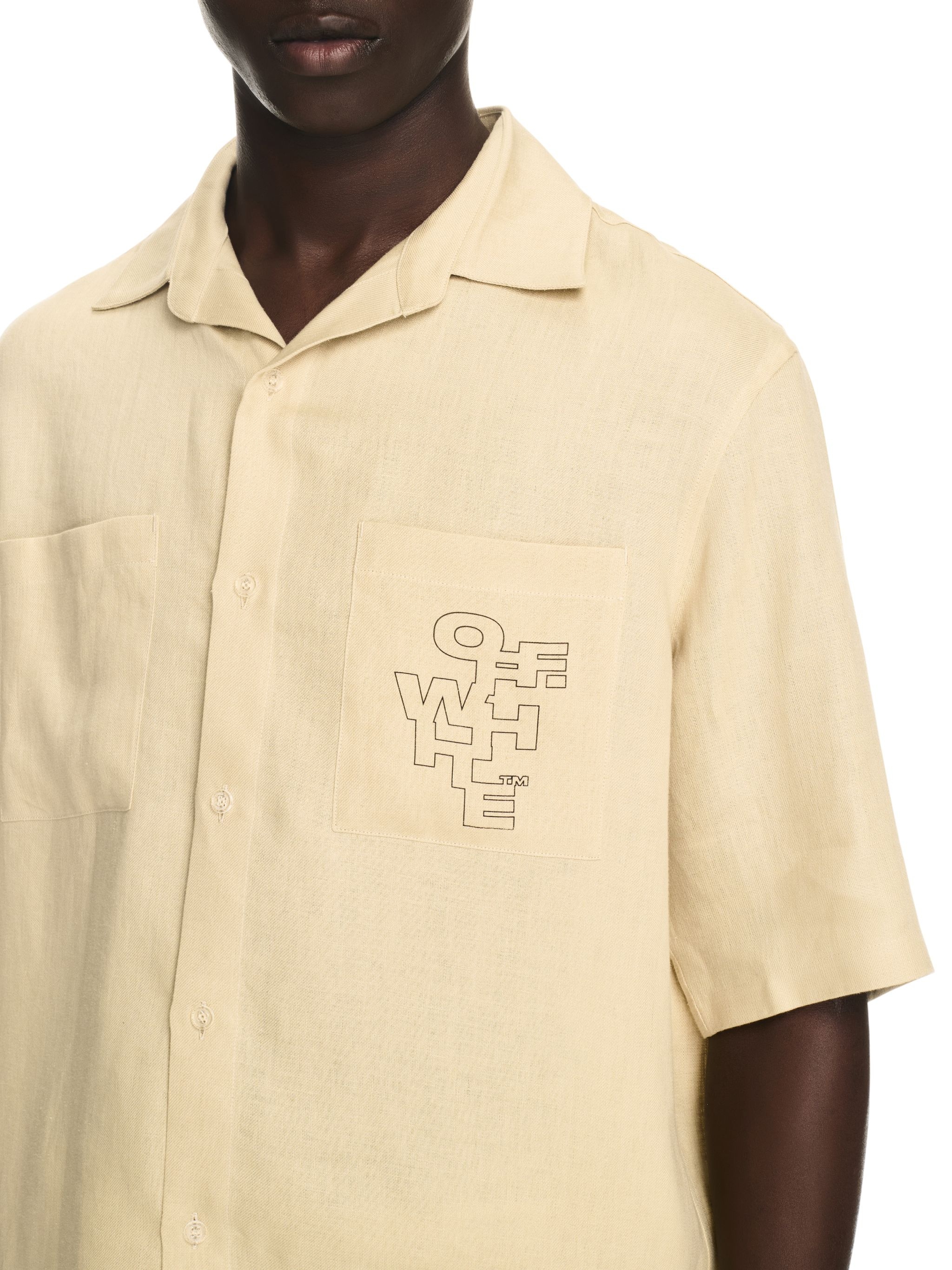 Outline Arrow Linen Bowling Shirt - 5